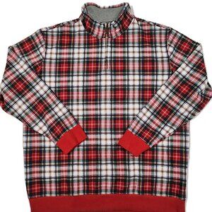 Lands’ End Women’s 2XL Red White Plaid Quarter-Zip Sweater Pull-Over (NWOT)